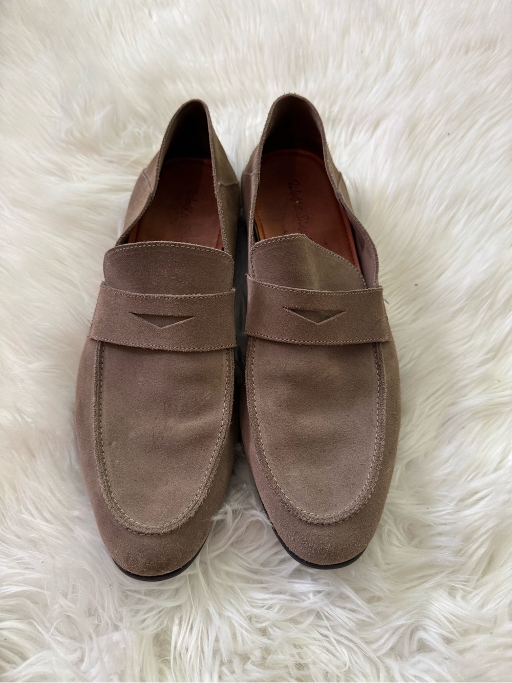 Wolf & Shepherd Monaco Suede Penny Loafers in Taupe for Men
